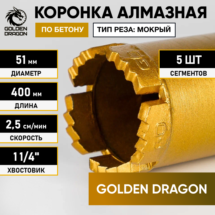 Коронка алмазная по бетону Golden Dragon 1 14 0514005 051400114GD 5929₽