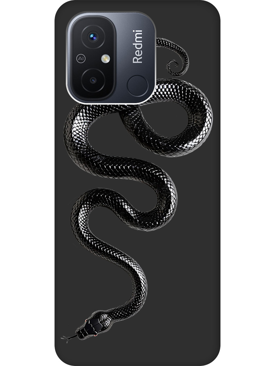 

Силиконовый чехол на Xiaomi Redmi 12C с принтом "Черная мамба" матовый черный, 766734813