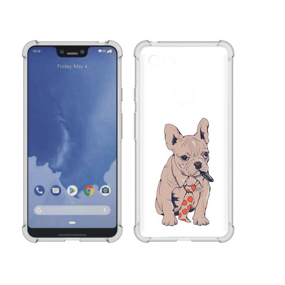 

Чехол MyPads Tocco для Google Pixel 3 XL бульдог с сигарой, Прозрачный, Tocco