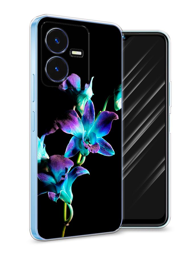 

Чехол Awog на Vivo Y22 / Виво Y22 "Синий цветок на черном", Черный;голубой, 267550-8