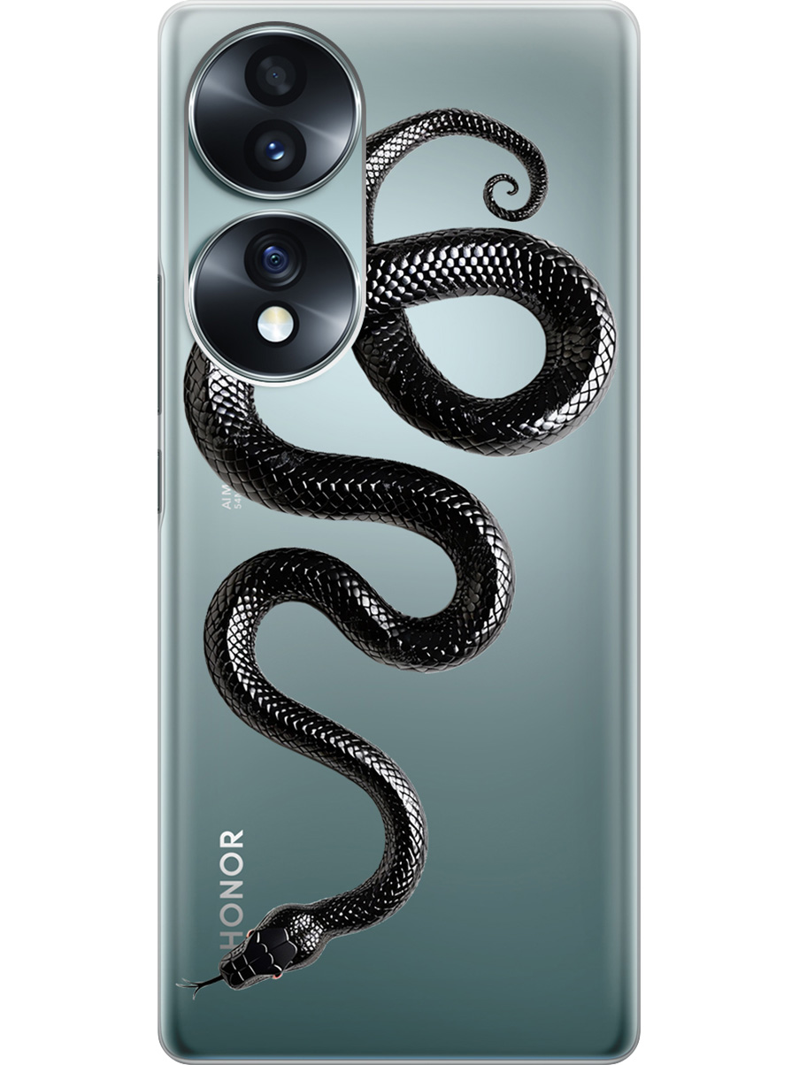 

Силиконовый чехол на Honor 70 с принтом "Черная мамба", Прозрачный;черный, 740189213