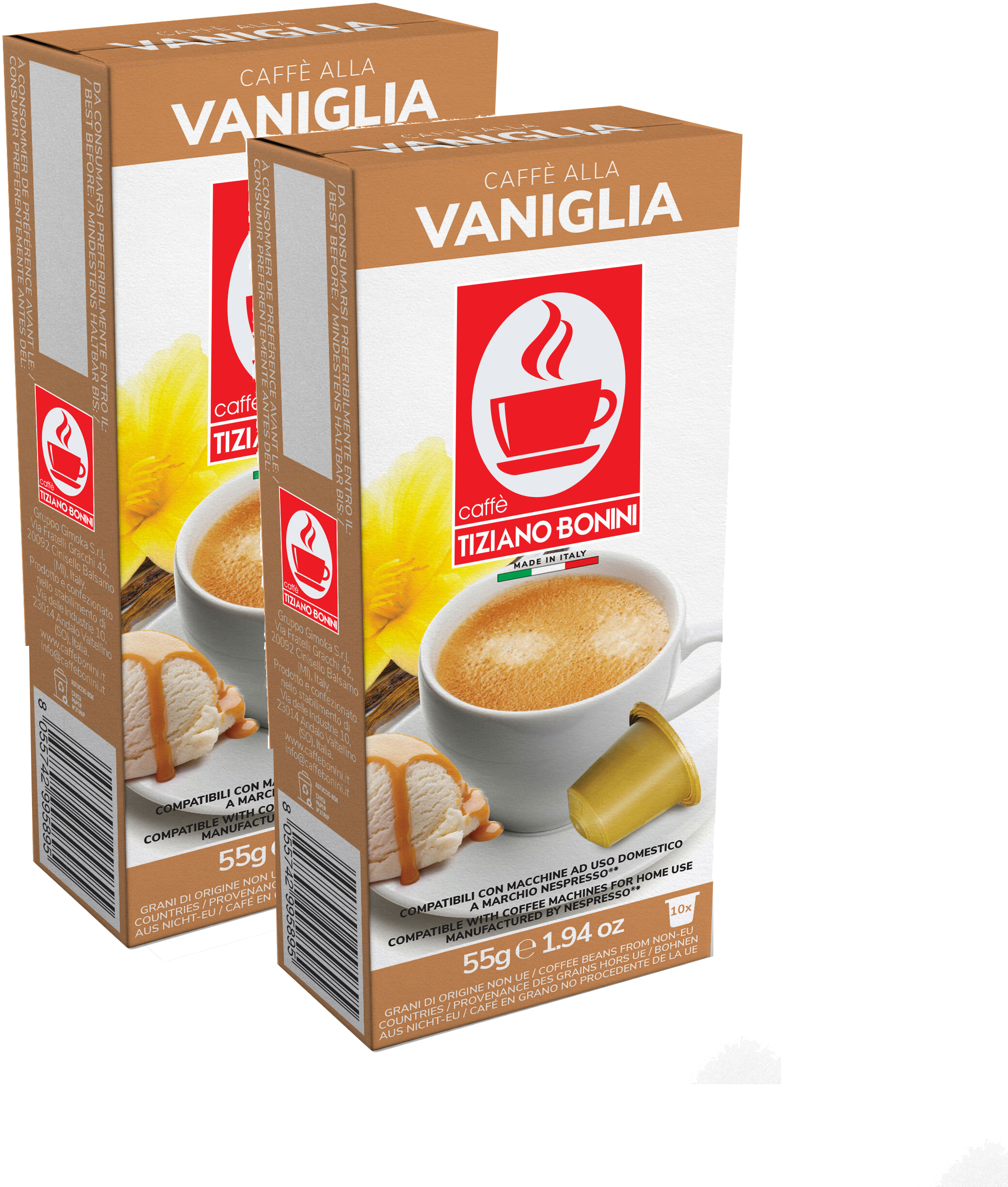 Кофе в капсулах Caffe Tiziano Bonini Vaniglia для Nespresso, 10 шт по 5,5 г, 2 упаковки