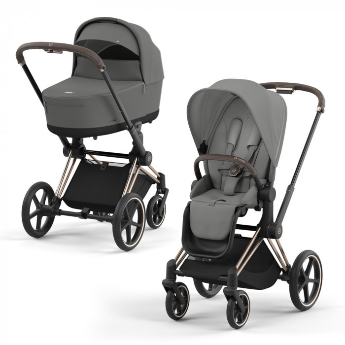 Коляска 2в1 Cybex Priam IV Mirage Grey, шасси rosegold коляска 2в1 cybex priam iv mirage grey шасси chrome brown