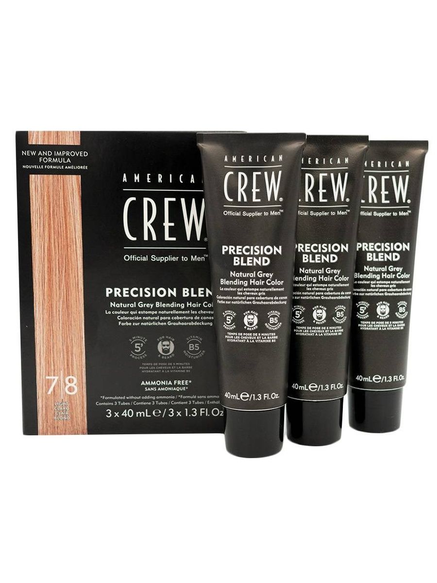 Камуфляж для седых волос American Crew Precision Blend 7 - 8 Блондин 3х40 мл