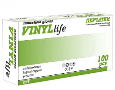 фото Перчатки виниловые гипоалергенные неопудренные householde gloves vinyl life р.l 100 шт. household gloves