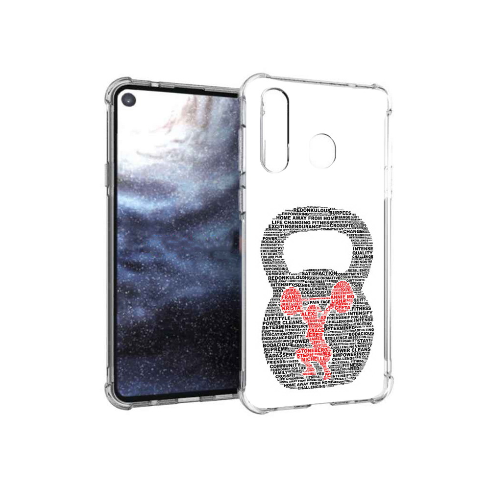 

Чехол MyPads Tocco для Samsung Galaxy A8s бодибилдинг гиря из слов (PT124633.501.232), Прозрачный, Tocco