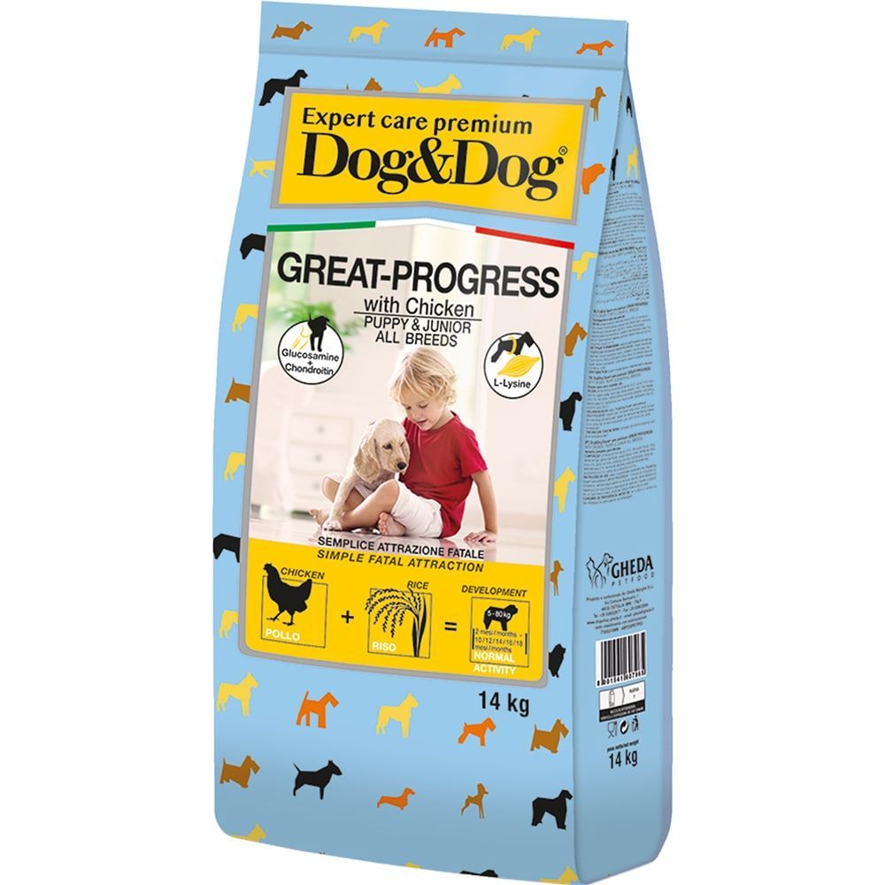 Сухой корм для щенков Dog&Dog Expert Premium Great-Progress с курицей, 14 кг