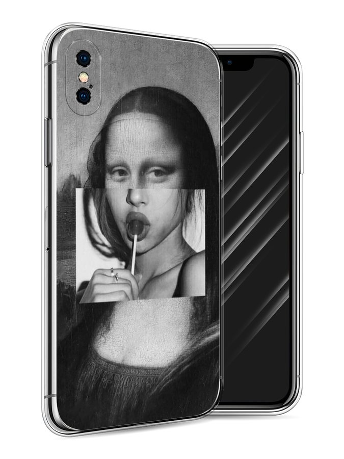 

Чехол Awog на Apple iPhone X (10) / Айфон X (10) "Mona Lisa sucking lollipop", Разноцветный, 11050-9
