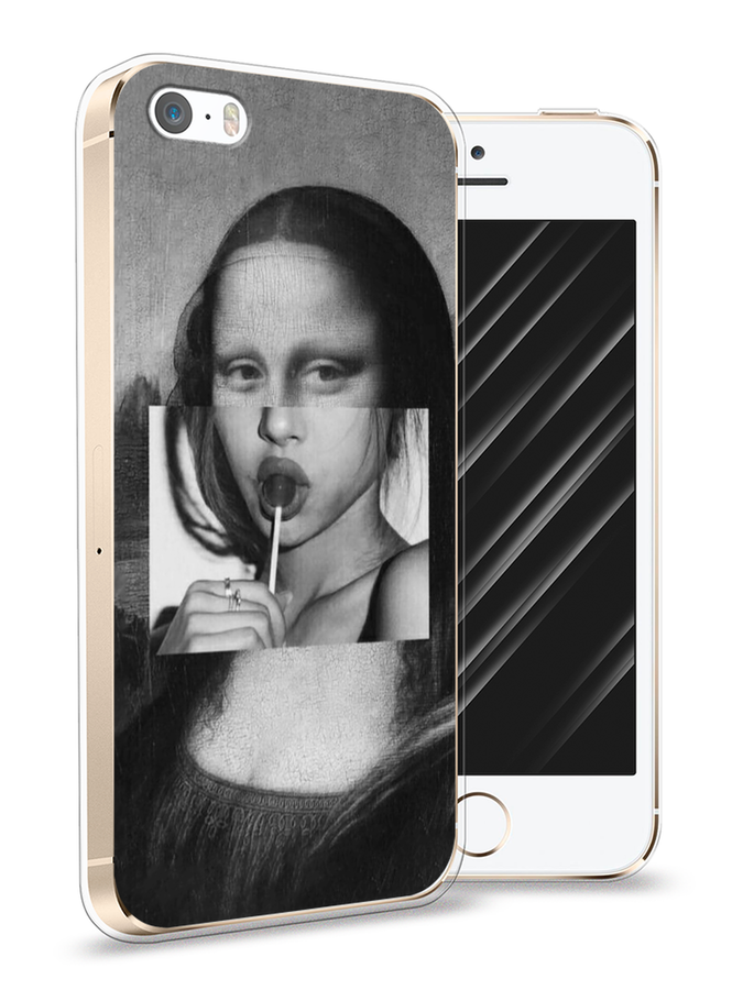 

Чехол Awog на Apple iPhone 5/5S/SE / Айфон 5/5S/SE "Mona Lisa sucking lollipop", Разноцветный, 10350-9