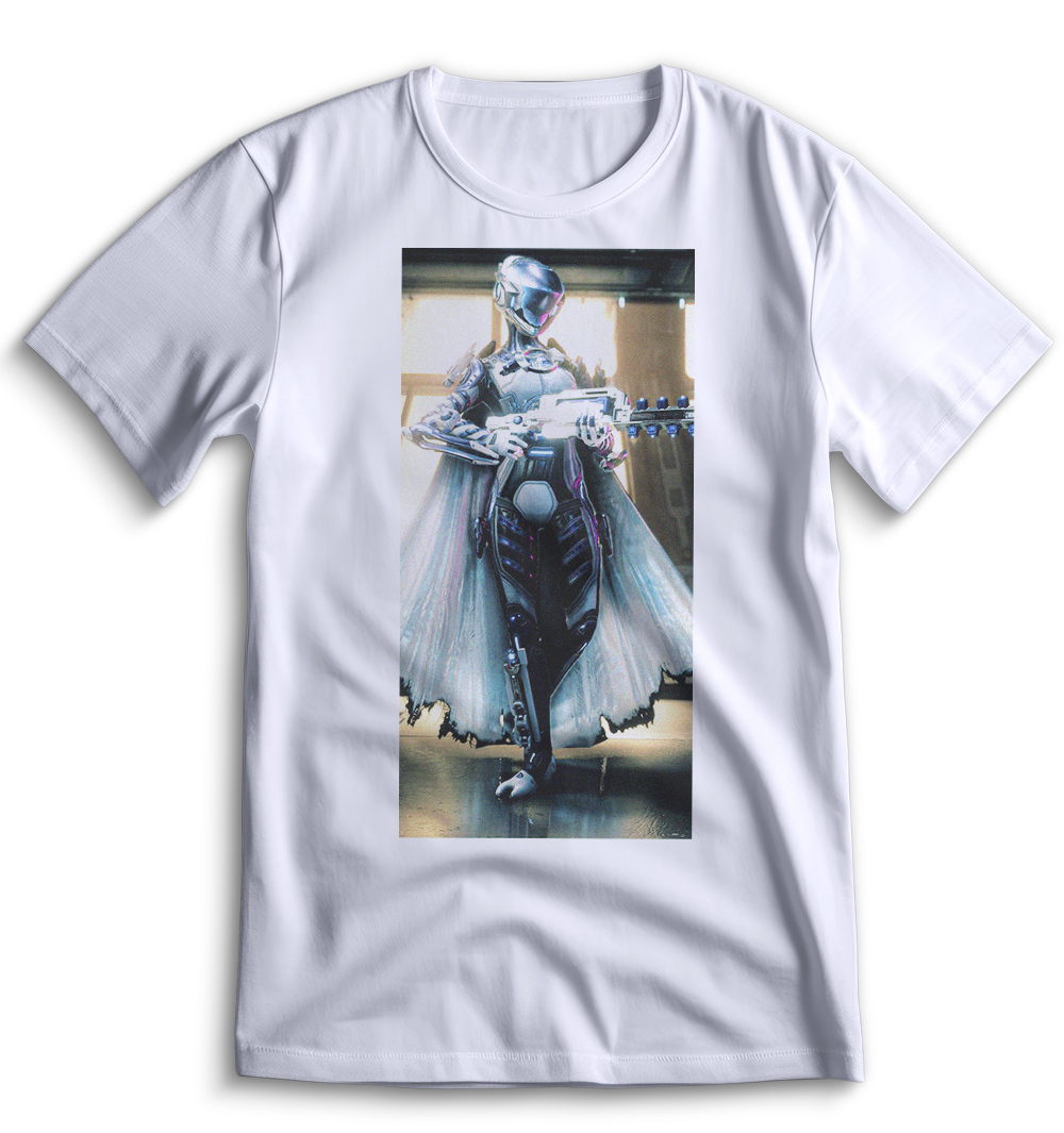 Белая футболка Top T-shirt с изображением Warframe 0160 размера M.