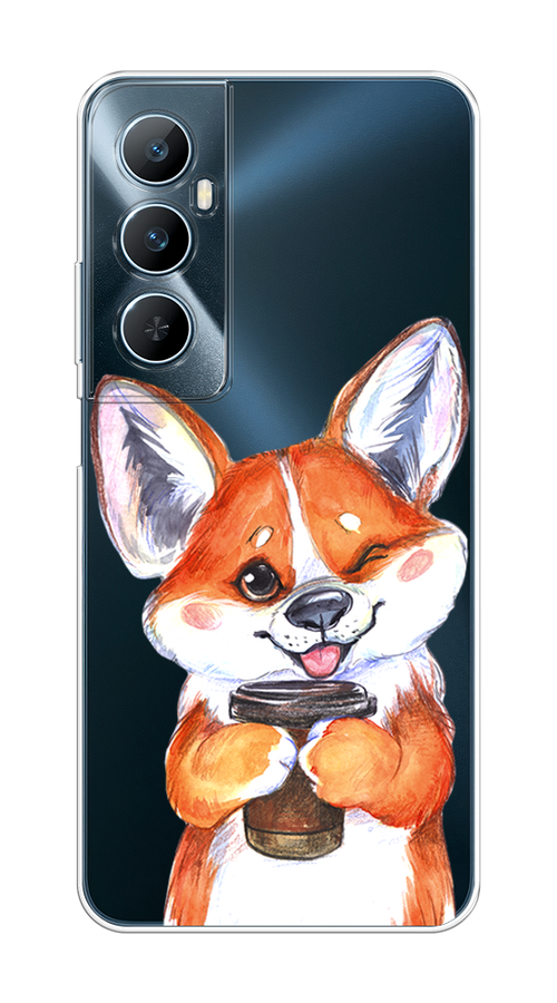 

Чехол на Realme C65 "Корги с кофе", Оранжевый;белый, 2516750-1