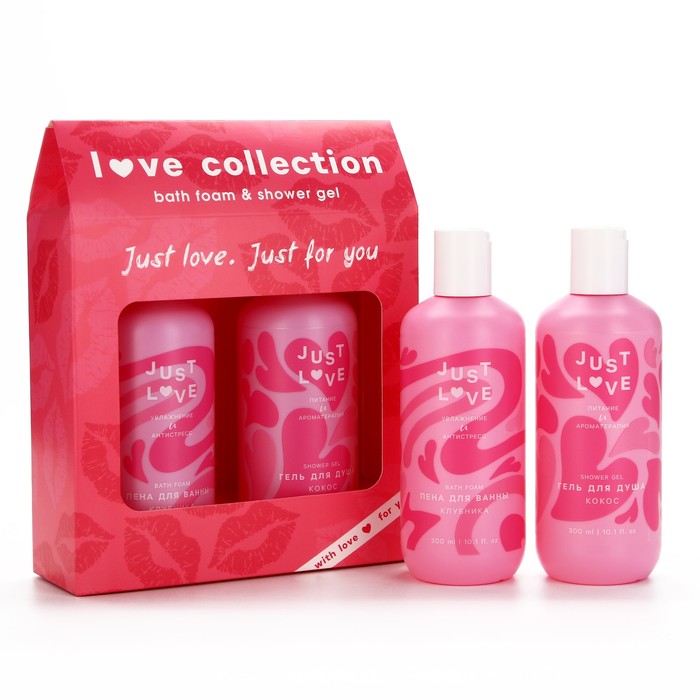 Набор Чистое счастье Love collection гель для душа 300 мл и пена для ванны 300 мл коробка для ов складная розовая счастье ждет тебя 17 × 13 × 7 см