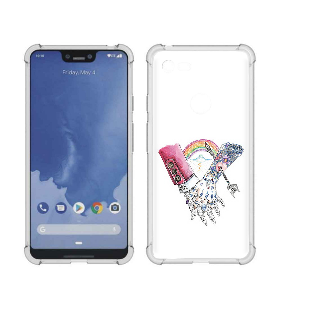 

Чехол MyPads Tocco для Google Pixel 3 XL абстракция руки в татуировках, Прозрачный, Tocco