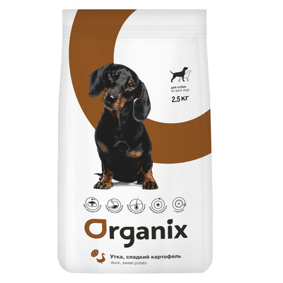 

Сухой корм для собак Organix с уткой и картофелем, беззерновой, 2,5кг