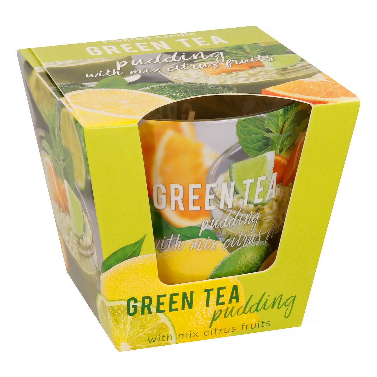 Свеча ароматическая в стакане BARTEK  Зеленый чай пудинг 115г