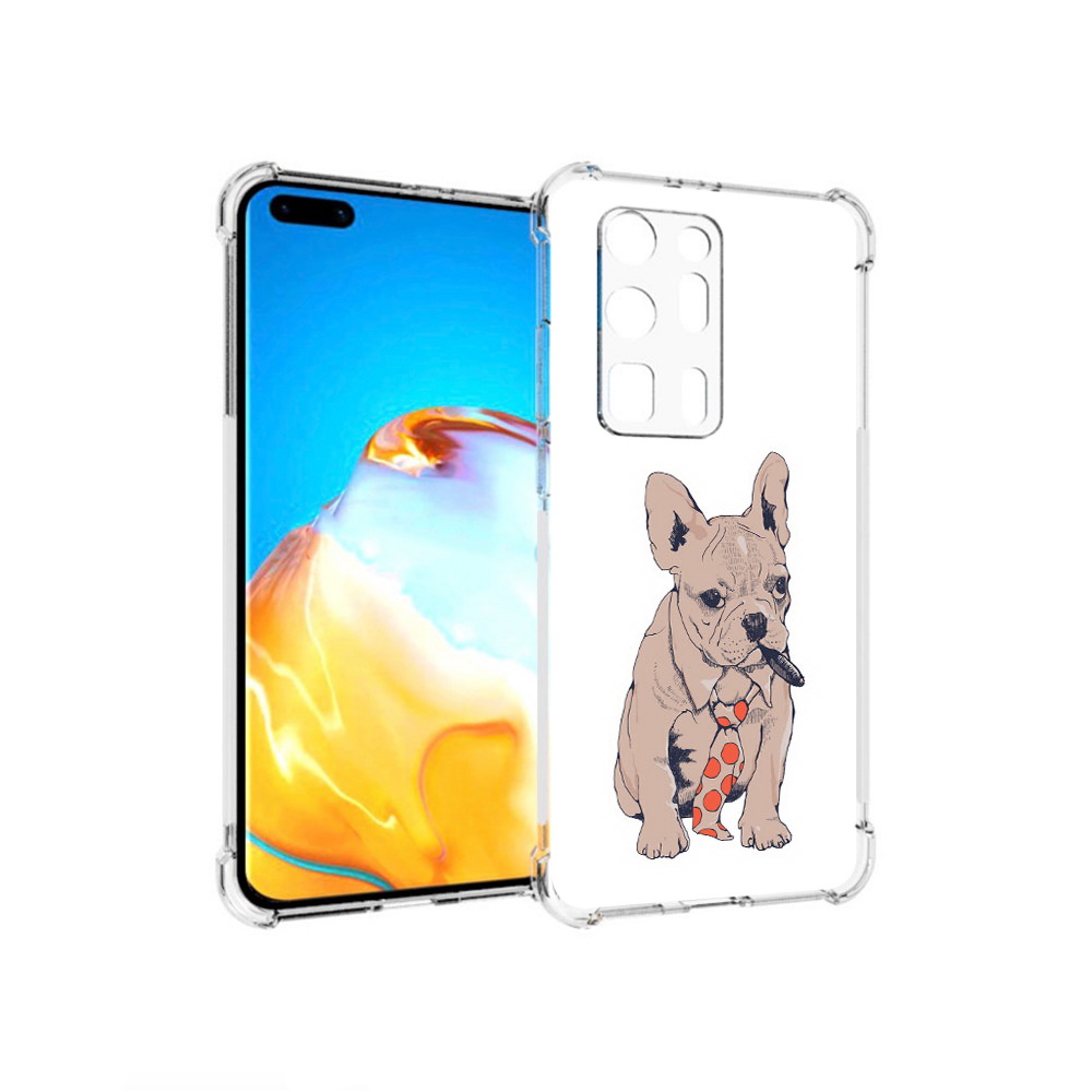 

Чехол MyPads Tocco для Huawei P40 Pro+ бульдог с сигарой, Прозрачный, Tocco