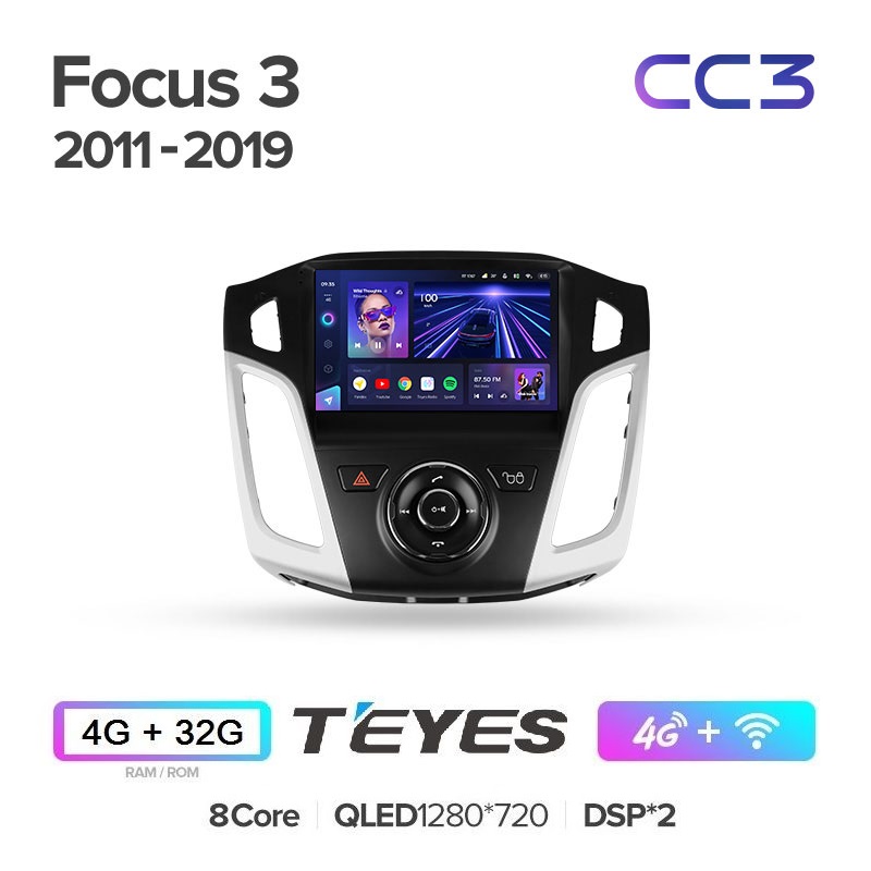 Автомагнитола Teyes CC3 4/32Гб Ford Focus 3 2011 - 2019 ANDROID 8 ядер