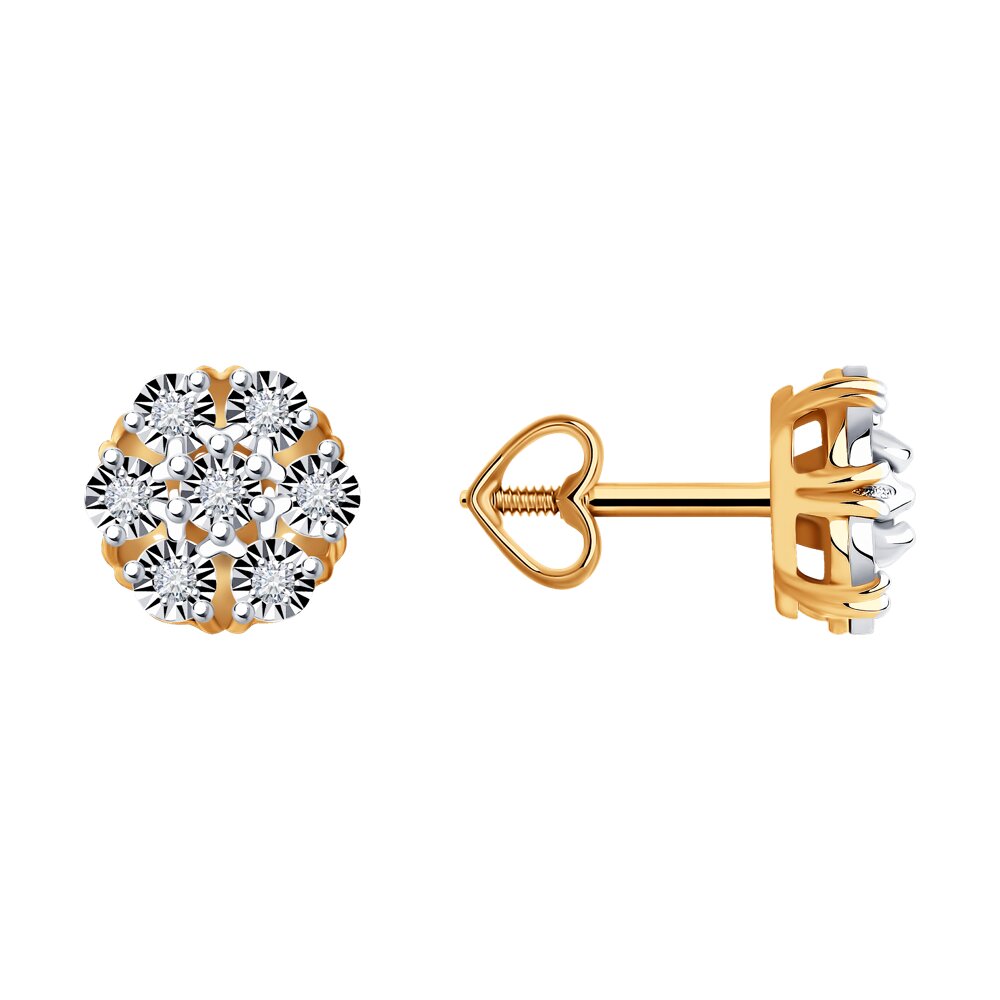 

Серьги пусеты из комбинированного золоа Diamant 51-222-00788-2, бриллиант, 51-222-00788-2