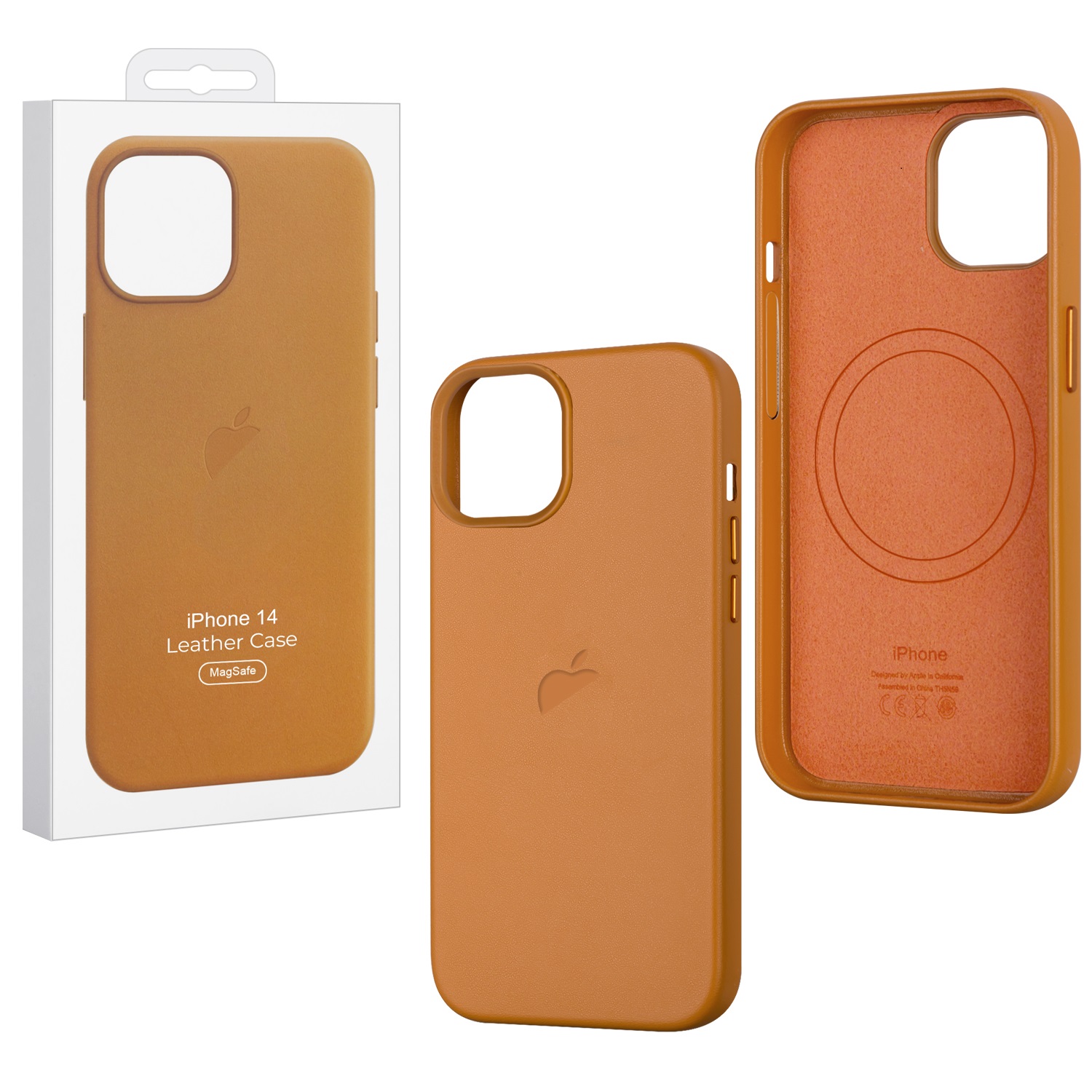 

Чехол для iPhone 14 Leather Case Golden Brown (MagSafe) c LOGO (IS799384), Золотистый;коричневый, Чехол iPhone 14 Leather Case Golden Brown (MagSafe) c LOGO (IS799384)