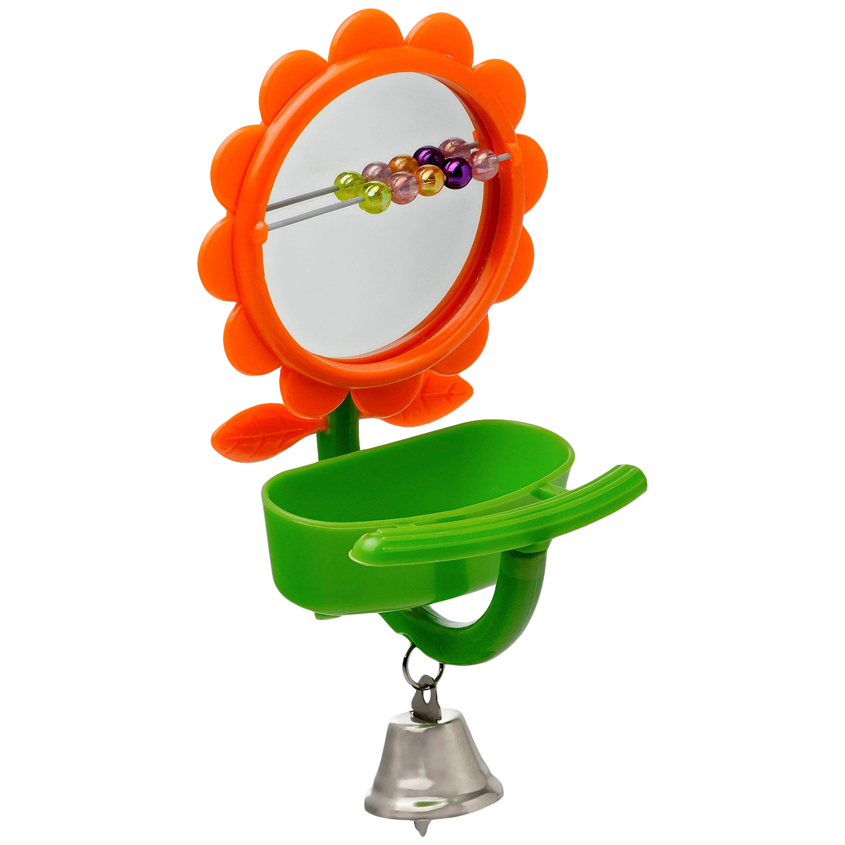 Кормушка для птиц Цветок пластмассовая с зеркалом и колокольчиком