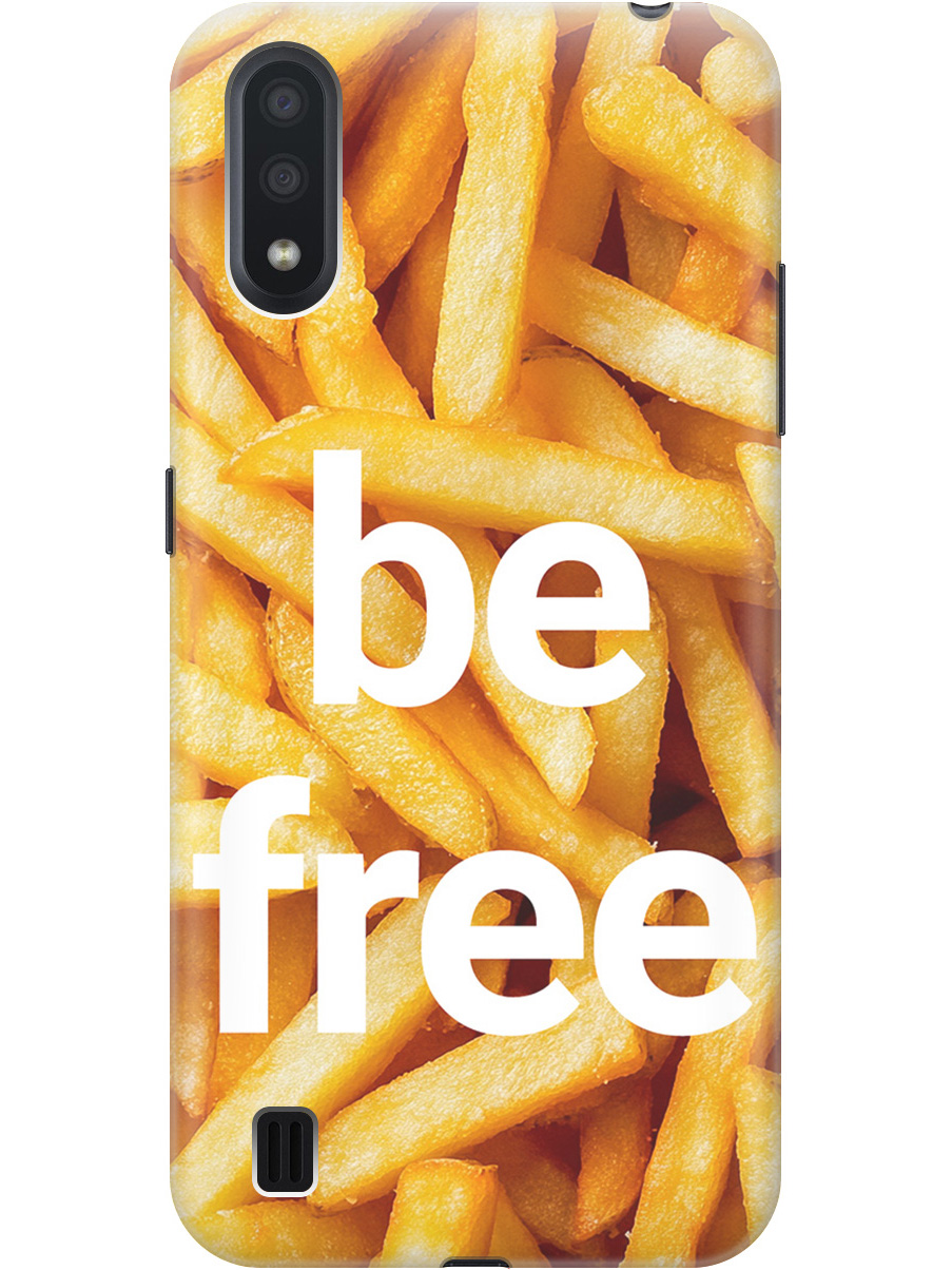 

Силиконовый чехол на Samsung Galaxy A01 с принтом "Be Free", Прозрачный;белый;желтый, 722444461