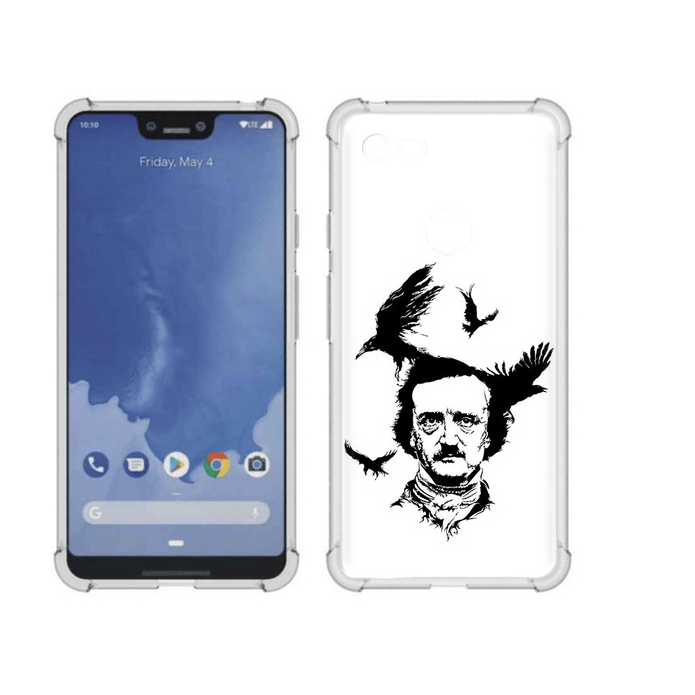 

Чехол MyPads Tocco для Google Pixel 3 XL Эдгар Аллан черно белый, Прозрачный, Tocco