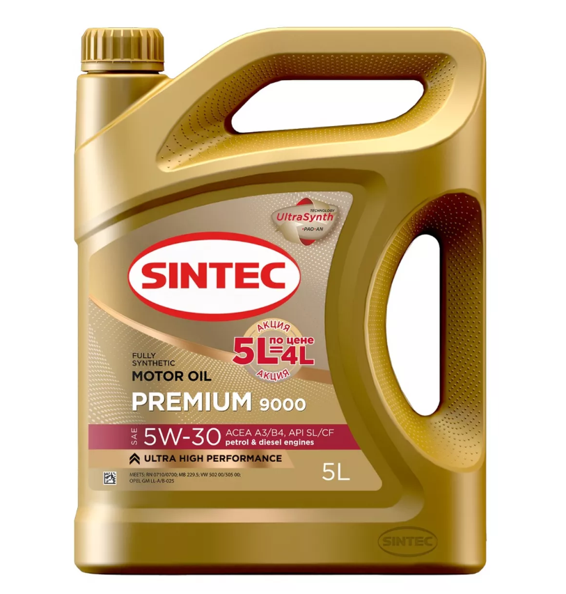 

Моторное масло SINTEC Premium 9000 5W30 A3/B4 SL/CF 5л