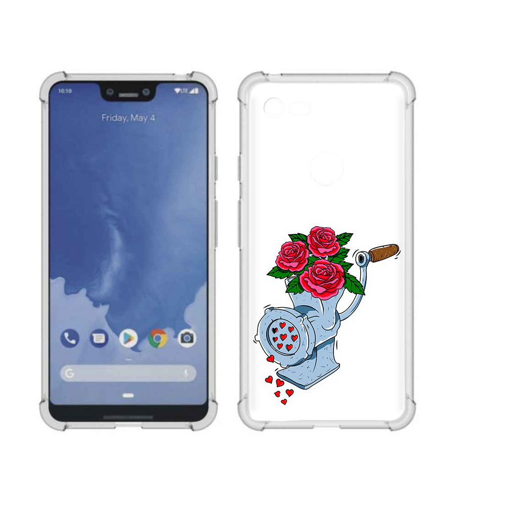 

Чехол MyPads Tocco для Google Pixel 3 XL Цветочные сердца, Прозрачный, Tocco