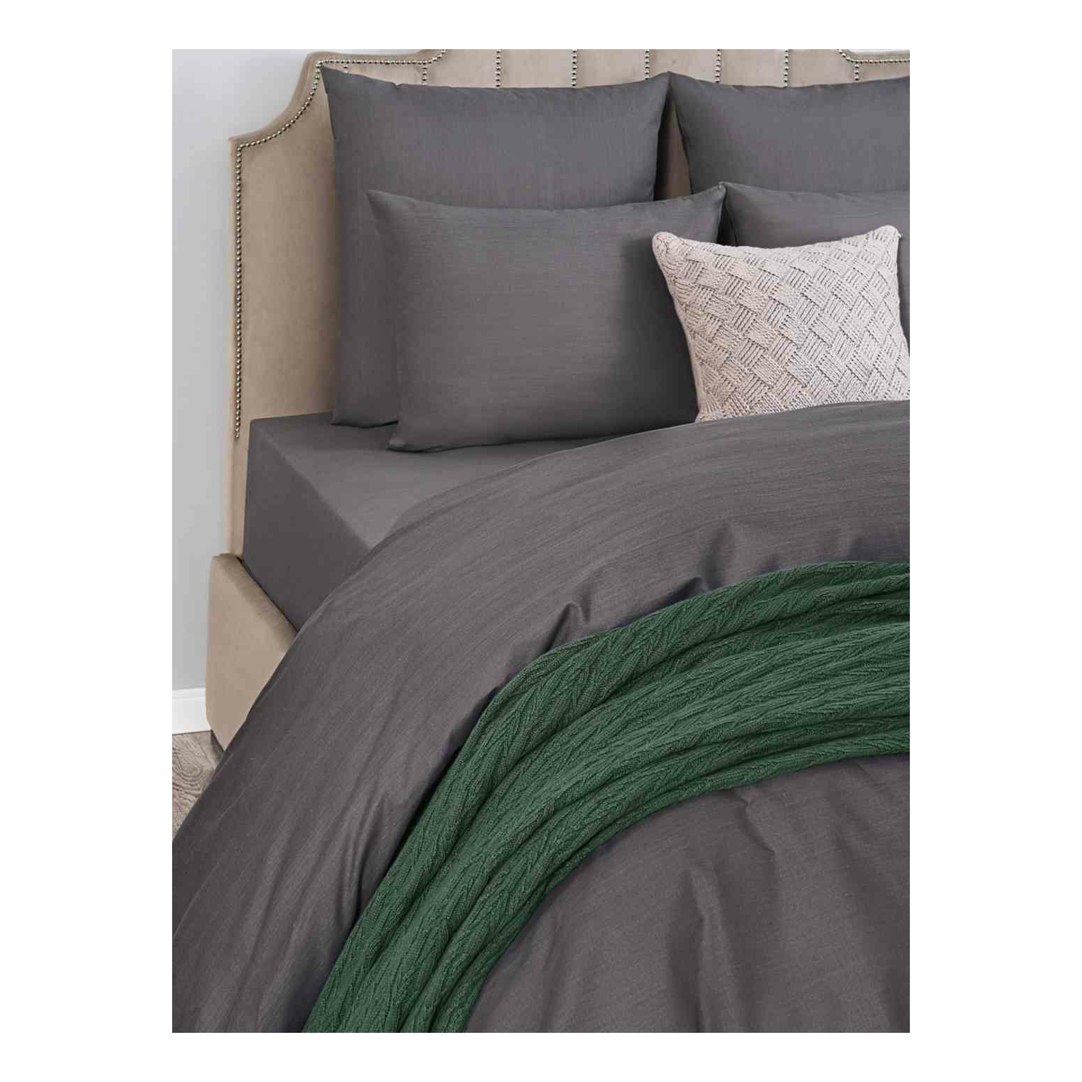 

Простыня Sleepix Сакаи на резинке 180x200 см хлопок темно-серая