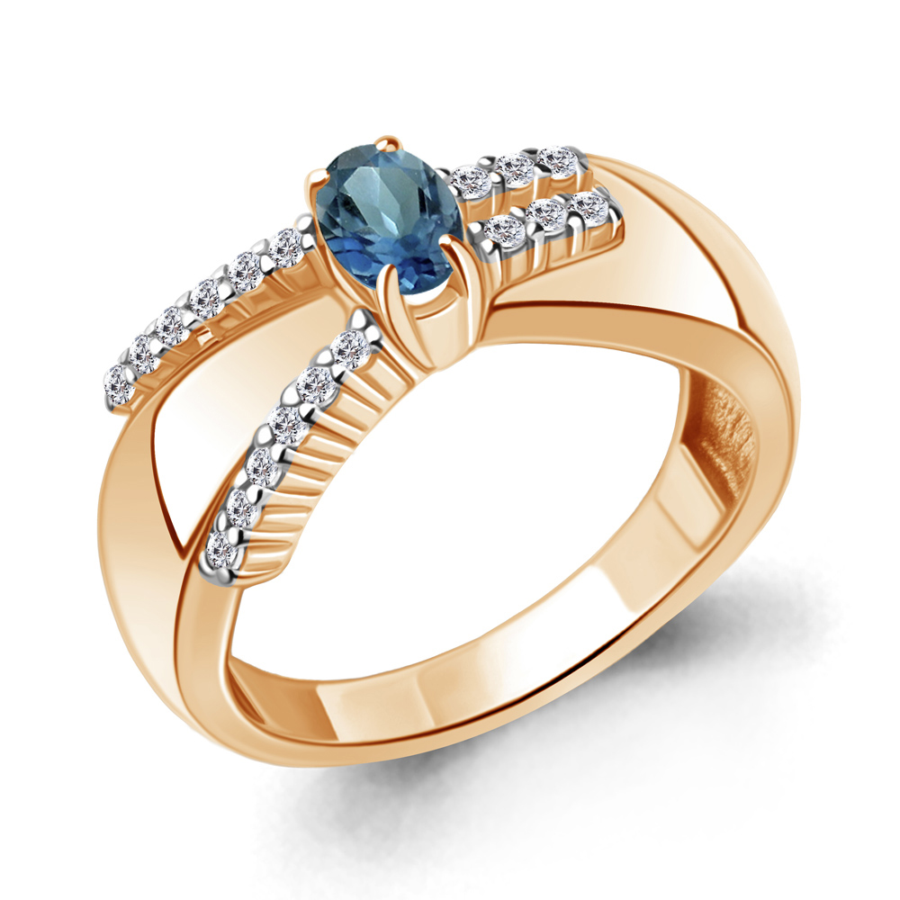 

Кольцо из серебра с топазом\фианитом Aquamarine Aquamarine 6967708А_925_з р, 6967708А_925_з