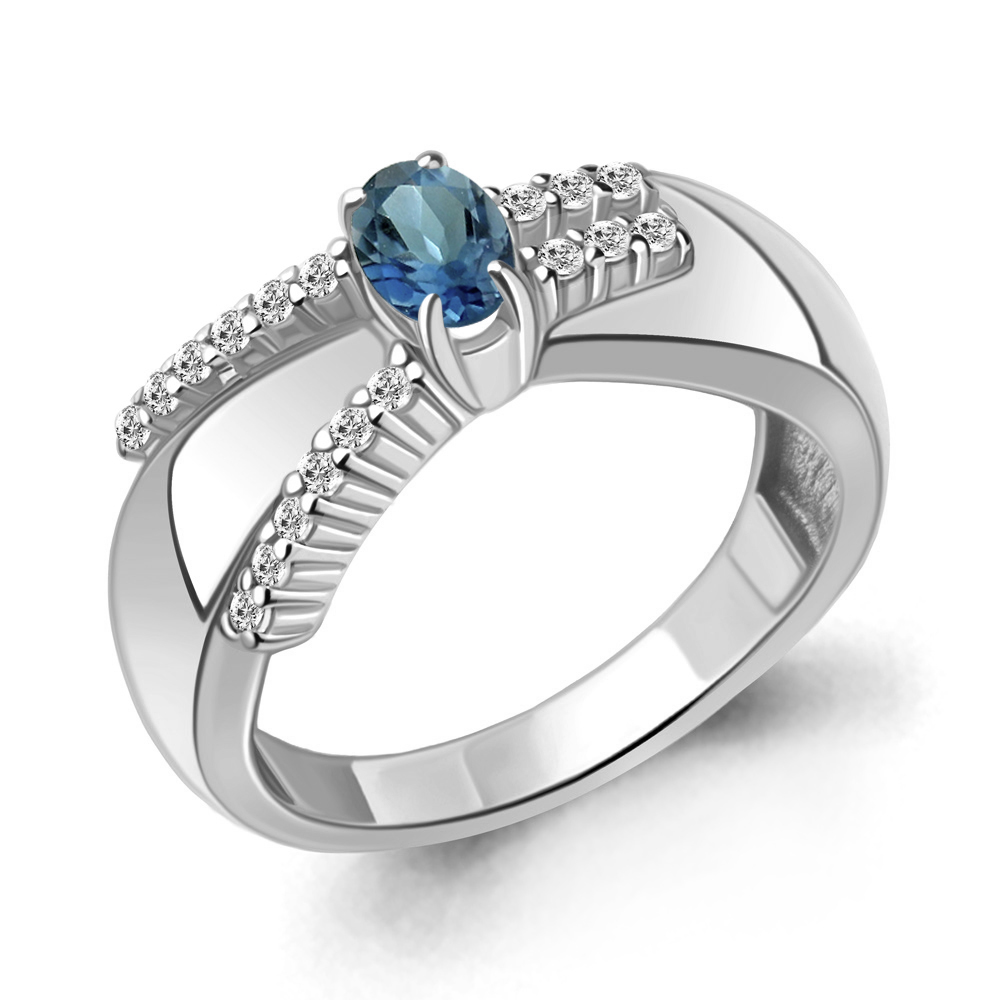 

Кольцо из серебра с топазом\фианитом Aquamarine Aquamarine 6967708А_925_р р, 6967708А_925_р