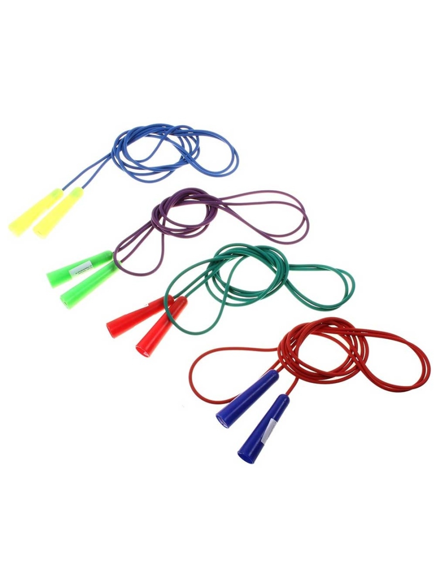 фото Скакалка цветная 2,8 м (шнур выполнен из цветной резины, ручка выполнена из пластика) bozo