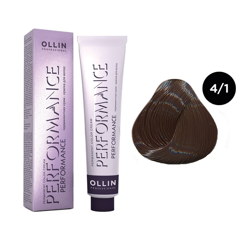 Краска для волос Ollin Professional Perfomance 4/1 Шатен пепельный 60 мл интенсивный крем для волос на основе черного риса ollin megapolis