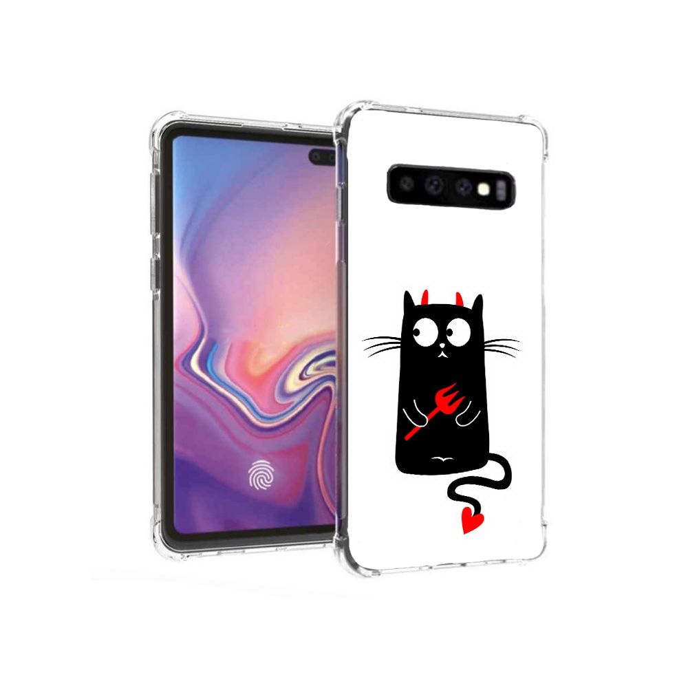 

Чехол MyPads Tocco для Samsung Galaxy S10+ Кот демон (PT125670.500.97), Прозрачный, Tocco