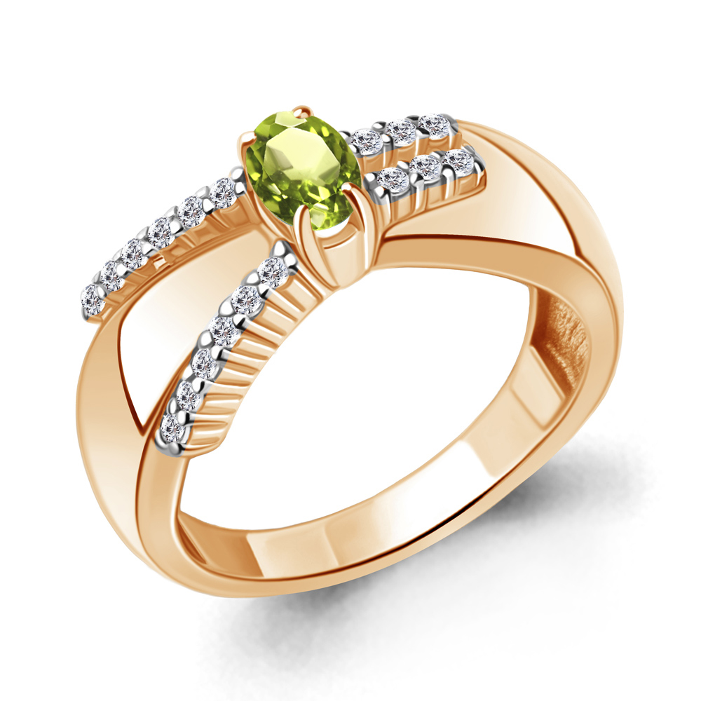 

Кольцо из серебра с хризолитом\фианитом Aquamarine Aquamarine 6967707А_925_з р, 6967707А_925_з