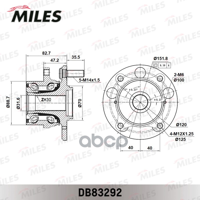 фото Ступица колеса передняя с подшипником honda pilot/acura mdx ii 06- awd db83292 miles арт.