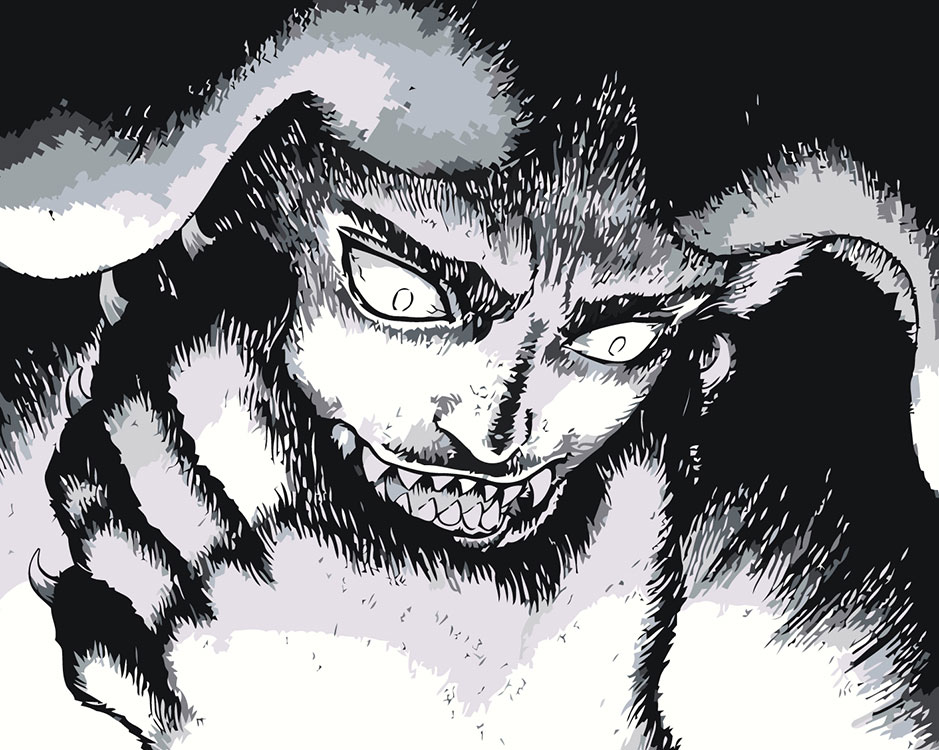 

Картина по номерам Цветное Берсерк Berserk манга аниме: демон чб