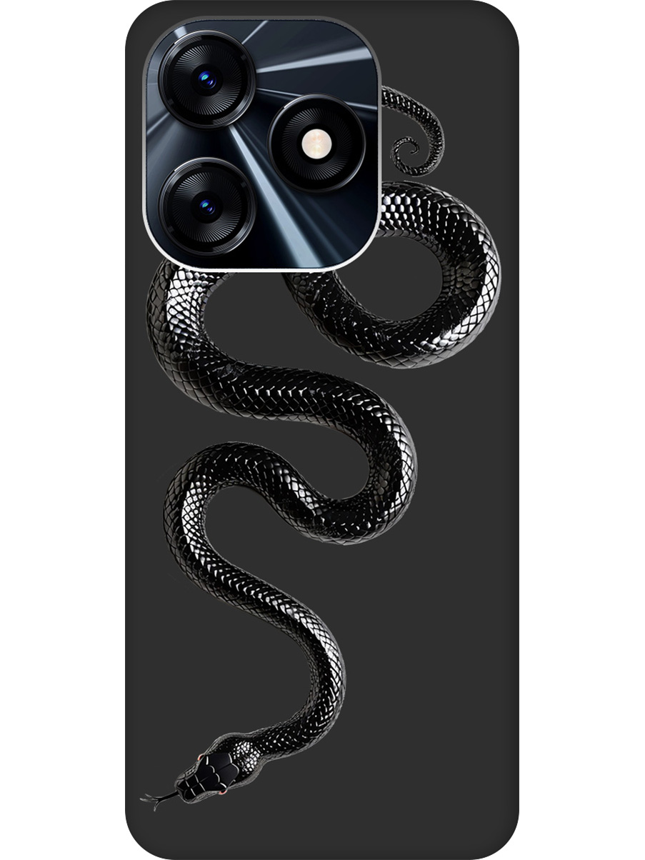 

Силиконовый чехол на Tecno Spark 10 / 10C с принтом "Черная мамба" матовый черный, 769297813