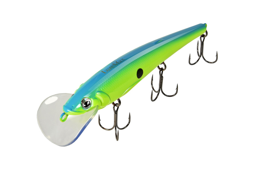 

Воблер для троллинга (судак, щука, лосось) LureMax STINKA 130FMDR-015 18 г., заглубление, Голубой;зеленый, Stinka