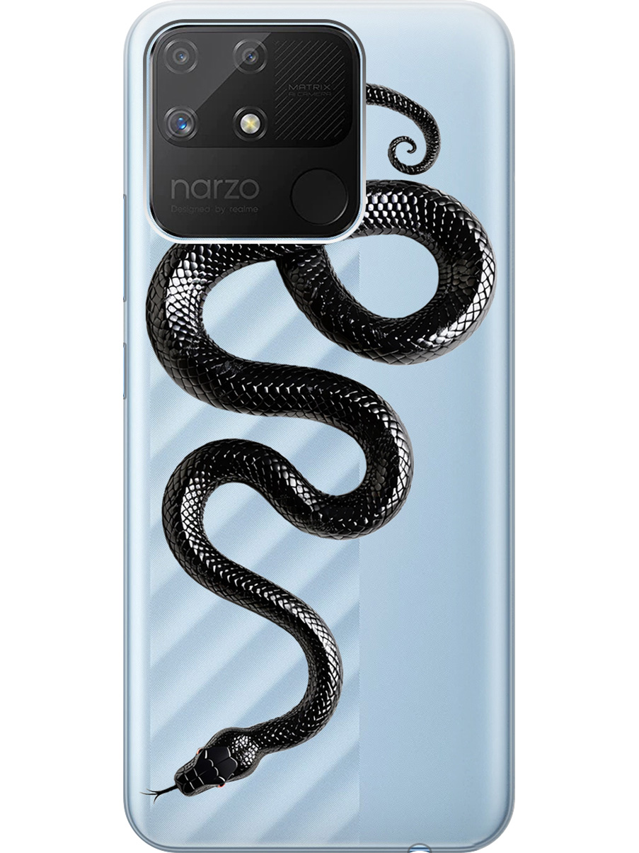 

Силиконовый чехол на Realme narzo 50A с принтом "Черная мамба", Прозрачный;черный, 740189913