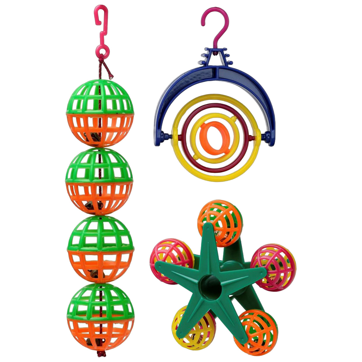 Игрушка для птиц набор из шариков, подвески и карусели