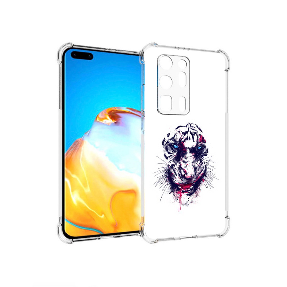 

Чехол MyPads Tocco для Huawei P40 Pro+ безумный тигр, Прозрачный, Tocco