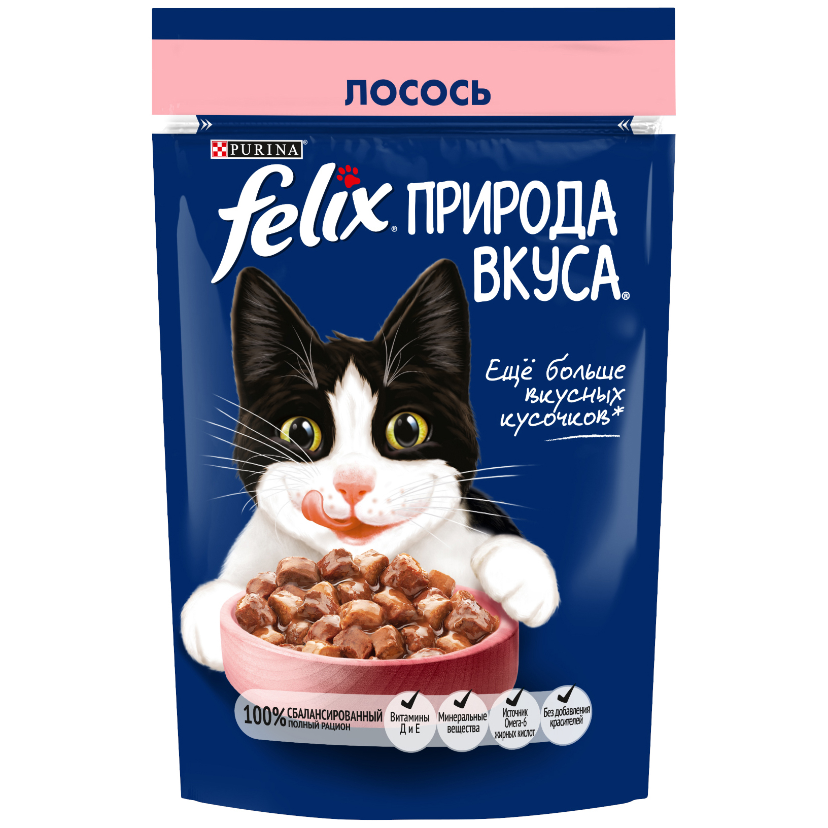 

Влажный корм для кошек Felix Природа Вкуса с лососем, 75г