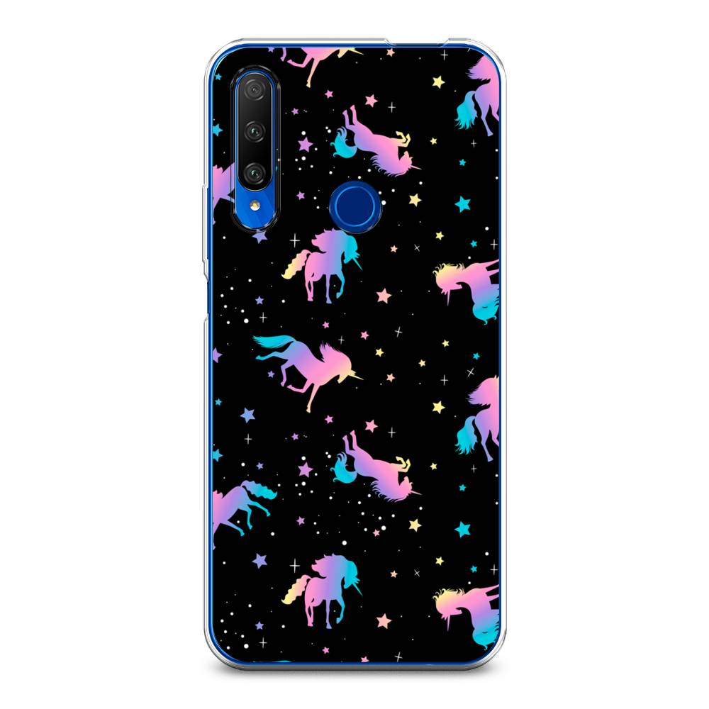 

Чехол на Huawei Honor 9X Premium "Единороги градиент", Черный;розовый;голубой, 610650-1