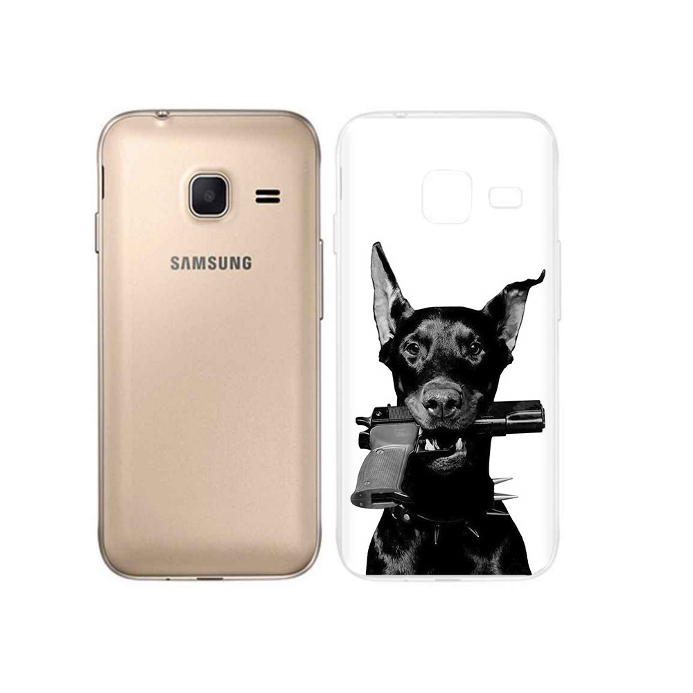 

Чехол MyPads Tocco для Samsung Galaxy J1 mini доберман с пистолетом (PT24300.564.331), Tocco