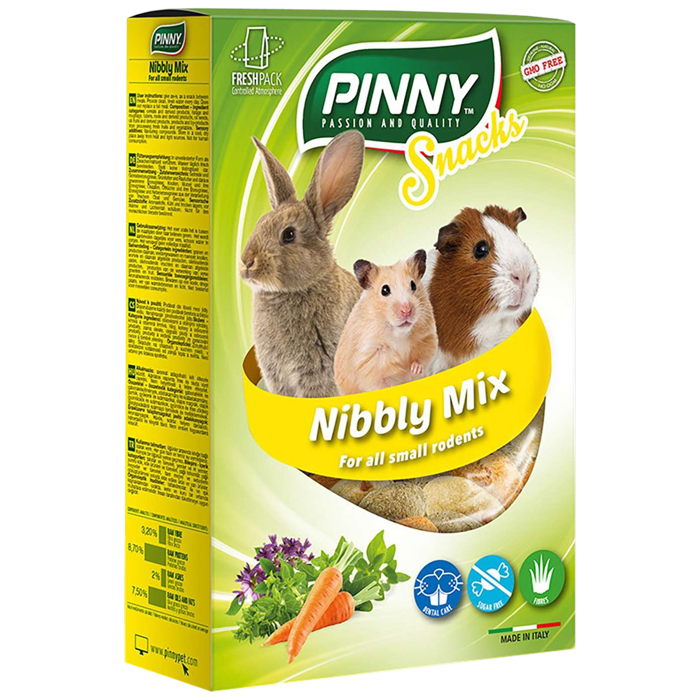 

Лакомство для грызунов Pinny витаминные снеки с морковью, петрушкой и люцерной, 150г