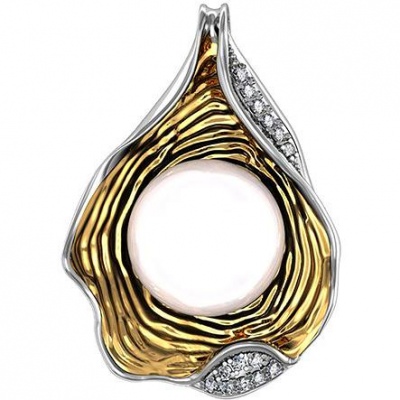 Бегунок из серебра ПРИВОЛЖСКИЙ ЮВЕЛИР 486841-FA11ZM07, фианит/жемчуг