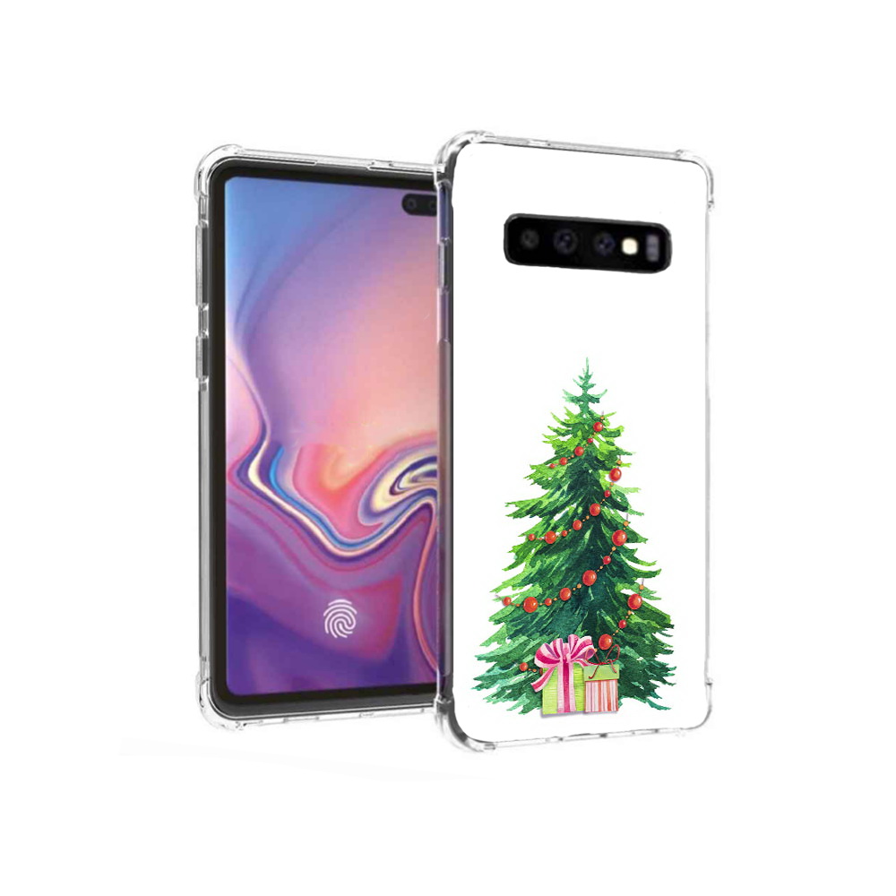 Чехол MyPads Tocco для Samsung Galaxy S10+ Елка новогодняя с подарками акварель