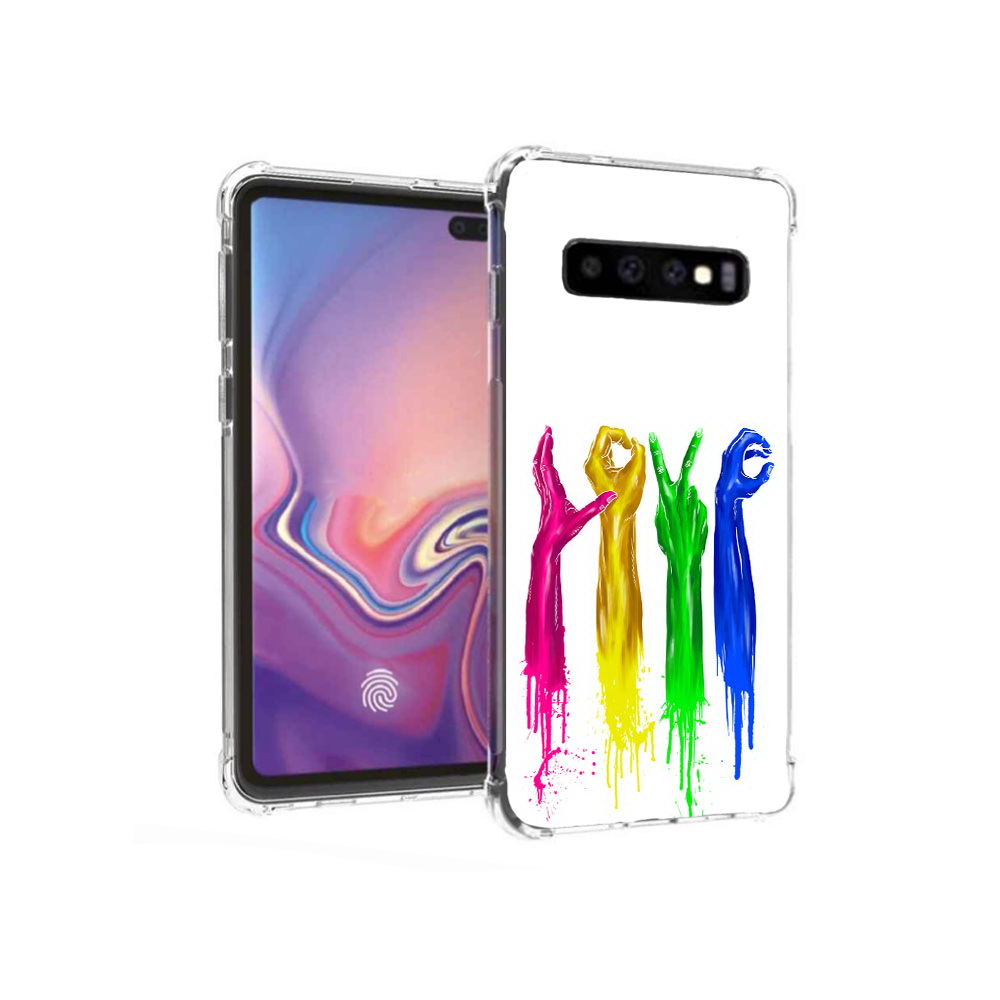 

Чехол MyPads Tocco для Samsung Galaxy S10+ яркие руки love (PT125670.500.707), Прозрачный, Tocco