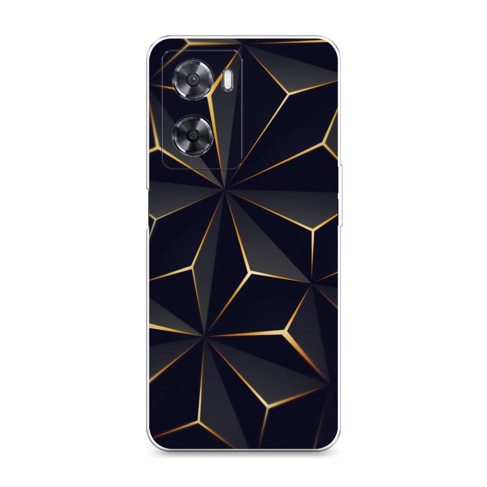 

Чехол на Oppo A57 4G "Черные полигоны", Золотистый;черный, 2511850-3